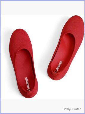 Foldable Knit Flats with Arch Support, Comfortable Women's Shoes for Work